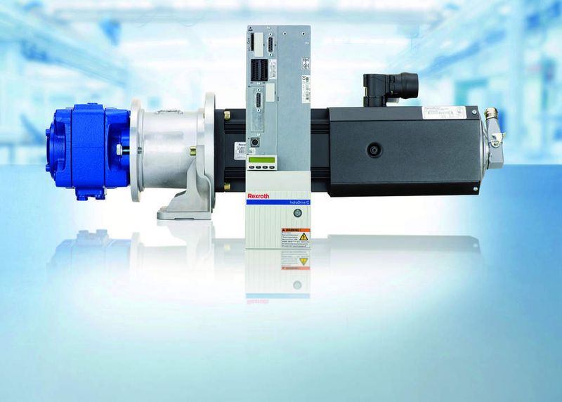 Bild 3: Herzstück des Antriebskonzepts Blue Hydraulic Drives ist ein drehzahlvariabler Pumpenantrieb. Dieses Konzept ermöglicht bis zu 70% Energieeinsparung. Bilder: Bosch Rexroth (Archiv: Vogel Business Media)