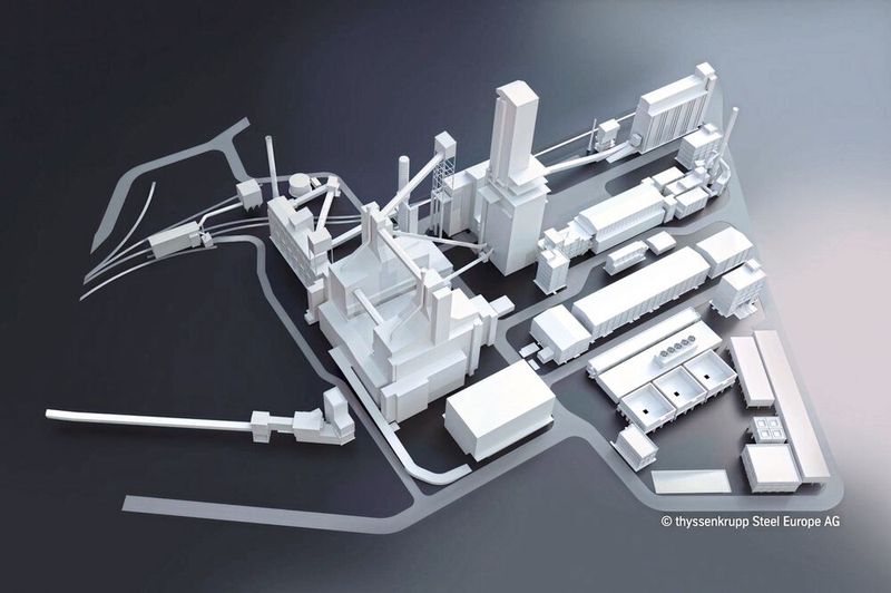 Mit der ersten Direktreduktionsanlage kann Thyssenkrupp Steel bereits 3,5 Millionen Tonnen CO2 einsparen – 20 Prozent der heutigen Emissionen des Unternehmens. (Bild: SMS group)