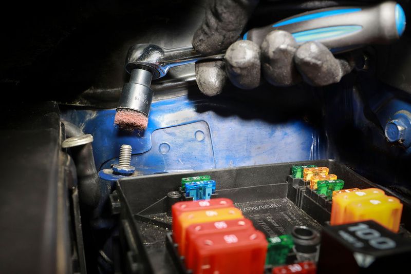 Massekabelanschraubpunkte sind oft schwer zu erreichen, hier hilft der selbstführende Schleifadapter. (Bild: Karl-Heinz Augustin)