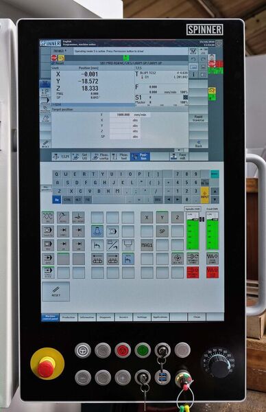 The Siemens Sinumerik 840D control with 24-inch Industry 4.0 multi-touch display fitted to the Spinner VMC. (Whitehouse Machine Tools)