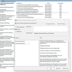 Anpassen der Einstellungen für den Schutz von Kennwörtern mit LAPS in den Gruppenrichtlinien.(Bild:  Microsoft / Joos)