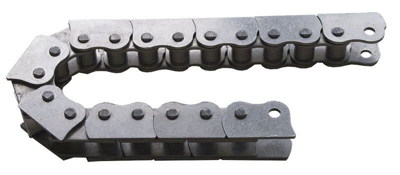 4 Kettenantrieb: Durch die Geometrie der Kettenglieder lässt sich die Kette nur in einer Richtung umlenken, in der anderen Richtung bleibt sie starr. (Archiv: Vogel Business Media)