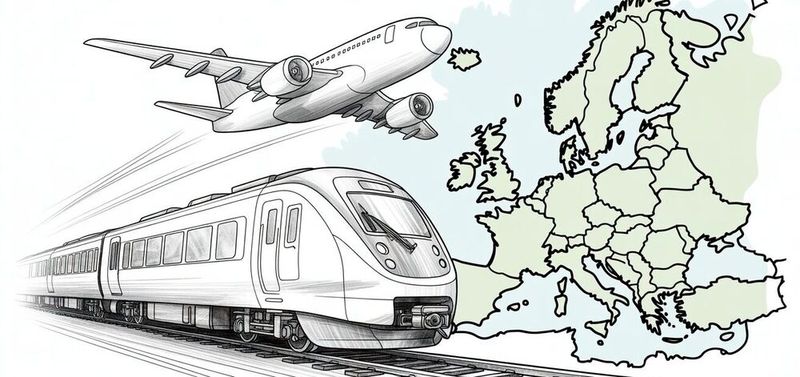 Zug oder Flugzeug? Forscher aus Österreich haben den CO2-Abdruck von Konferenzreisen verglichen (Symbolbild).(Bild:  ideogram.ai / KI-generiert)