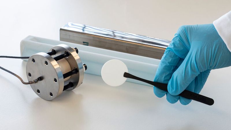 Im Hintergrund eine kommerzielle Salzzelle samt ihrem Elektrolyten, im Vordergrund eine Laborzelle. (Bild:  Empa)