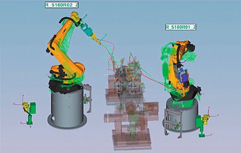 Bild 6: Implemen- tierung des Leit- fadens mithilfe der digitalen Fabrik. (Bild: IPT Ostfalia)