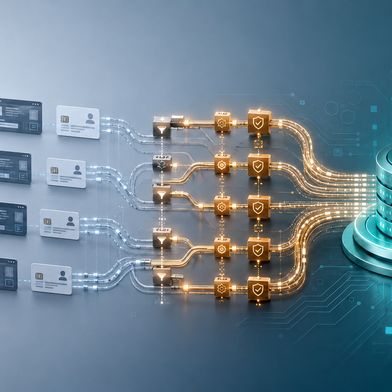 Bei Krankenkassenfusionen müssen getrennte Datenbestände und Fachverfahren migriert, harmonisiert und auf einer gemeinsamen, abgesicherten IT-Plattform zusammengeführt werden. (Bild: Guido Deußing, KI-geniert; inhaltliche Grundlage: Deutsches Ärzteblatt und ifo Schnelldienst 7/2026)
