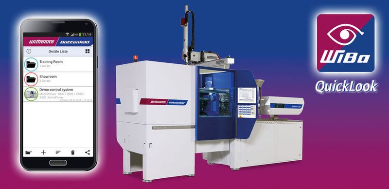 Mit Wittmann 4.0 präsentiert die Wittmann Gruppe auf der Fakuma 2015 ihre Vision, wie die Smart Factory bei Kunststoffverarbeitern erreicht werden kann: Die Spritzgießmaschine wird dabei das Herz der Vernetzung sein. Die WiBa QuickLook App zur einfachen Statusabfrage von Maschine und Roboter hilft dabei mit. (Bild: Wittmann Gruppe)
