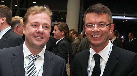 Clemens Betzemeier, Betzemeier Automotive Software, und Stefan Quary, DAH. (Archiv: Vogel Business Media)