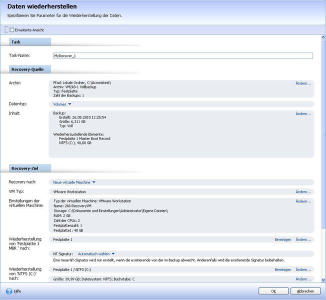 Image statt Dateipfad: Eine Sicherung wird für den Start als VM vorbereitet. (Archiv: Vogel Business Media)