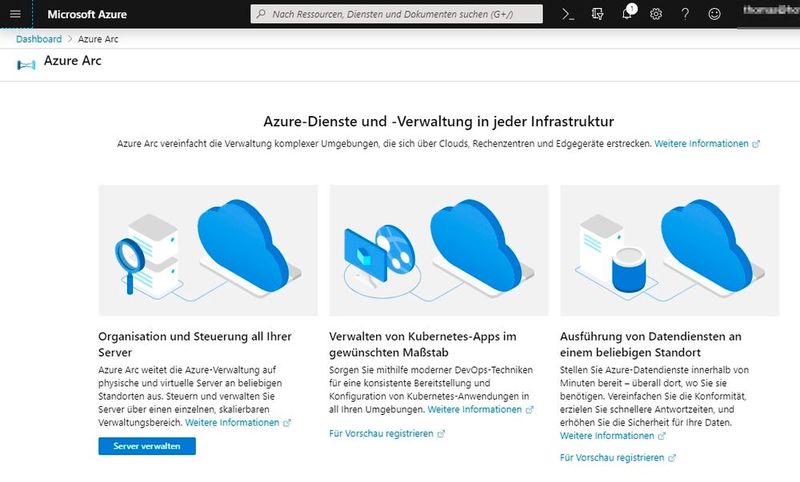 „Windows Server 2022“ arbeitet eng mit „Azure Arc“ zusammen, um „Microsoft Azure“ mit dem lokalen Rechenzentrum zu verbinden. (Bild: Joos / Microsoft)