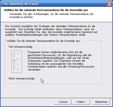 Festlegung der Vertrauensebene für ein Assembly. (Archiv: Vogel Business Media)