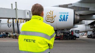 Emirates A380 refueling at Amsterdam Airport Schiphol. (Source: Emirates)