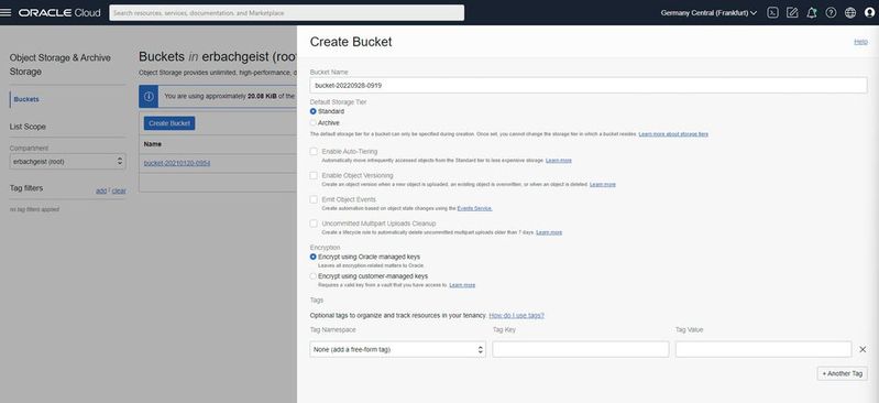 Cloud-Speicher in der Oracle-Cloud nutzen.