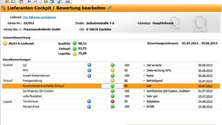 Im Lieferanten-Cockpit von Babtec ergibt sich für jeden Lieferanten anhand aller ermittelten Kennzahlen eine Gesamtbewertung. (Bild: Babtec)