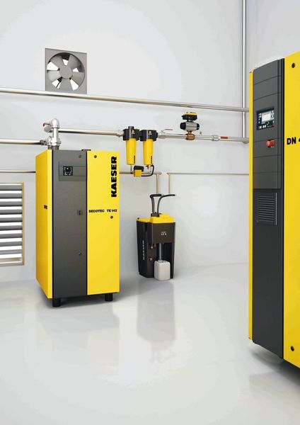 Der neue Secotec TE trocknet große Mengen Druckluft mit geringem Energieeinsatz und Platzbedarf. (Bild: Kaeser)