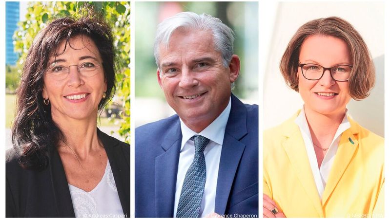 Carola Heilemann-Jeschke, CIO von Bremen, Thomas Strobl, Minister des Inneren, für Digitalisierung und Kommunen von Baden-Württemberg und Ina Scharrenbach, Ministerin für Heimat, Kommunales, Bau und Digitalisierung des Landes Nordrhein-Westfalen. (Bild:  © Canva / Andreas Caspari / Laurence Chaperon / MHKBD, NRW)