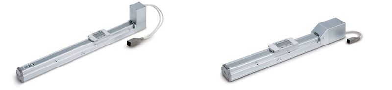Elektrische Schlittenantriebe von SMC (links: Riemenantrieb der LEFB-Serie, rechts: Spindelantrieb der LEFS-Serie). (Bild: SMC)