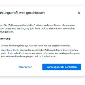 Vor dem endgültigen Löschen des Kontos erscheint ein weiteres Fenster zum Löschen. (Bild:  Joos)