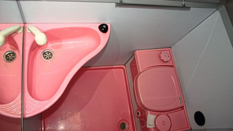 Der Grundriss mit kompaktem Bad quer im Heck bot Urlaubern in einem Campingbus der gehobenen Preisklasse einen bis dahin nicht gekannten Sanitärkomfort. (Bild: SPX/Michael Lennartz )