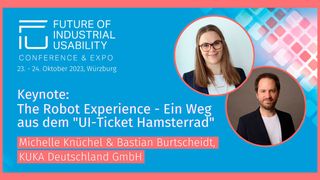 Bewegung ist wichtig – die sollte man aber lieber an der frischen Luft als denn im Hamsterrad „UI-Ticket“ bekommen, finden Michelle Knüchel und Bastian Burtscheidt von Kuka. (Bild: Vogel Communications Group)