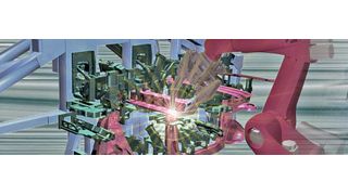 Exemplarische Karosseriebauvorrichtung im Automobilbau. (IWU)