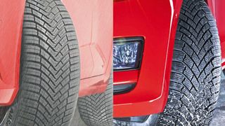 Trotz deutlicher Unterschiede im Profil kann der Allseason Contact (links) gut mit dem Wintercontact TS 860 mithalten. (Bild: Continental)