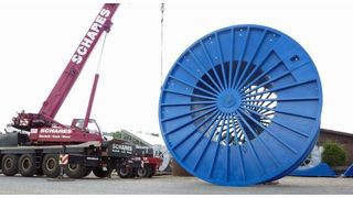 Eine der drei riesigen Kabeltrommeln. (Bild: Borkener Kistenfabrik/HPE)