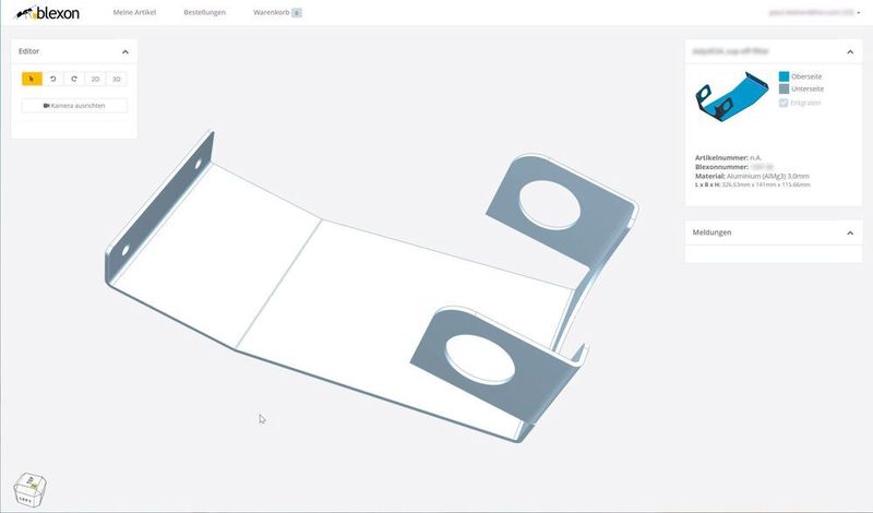 Das automatische Blechportal der Blexon AG unterstützt Konstrukteure dabei, die Machbarkeit ihres Werkstückdesigns zu überprüfen.  (Blexon)