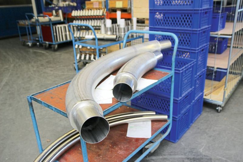 In pneumatischen Förderanlagen führen besonders abrasive Produkte zu Abrieb. Der hochfeste Edelstahlrohrbogen DWR von HS Umformtechnik kontert dieses Problem, indem das Rohr von einem zweiten Bogen ummantelt wird, wodurch eine Doppelwandkammer entsteht.  (PROCESS)