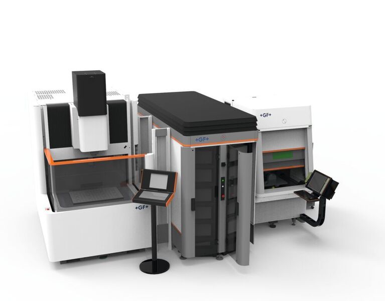 Das modulare Automatisierungssystem Workpartner 1+ ist eine hochflexible Auto­matisierungslösung für Fräs-, Erodier- und Lasermikrobearbeitungsanwendungen.  (GF Machining Solutions)