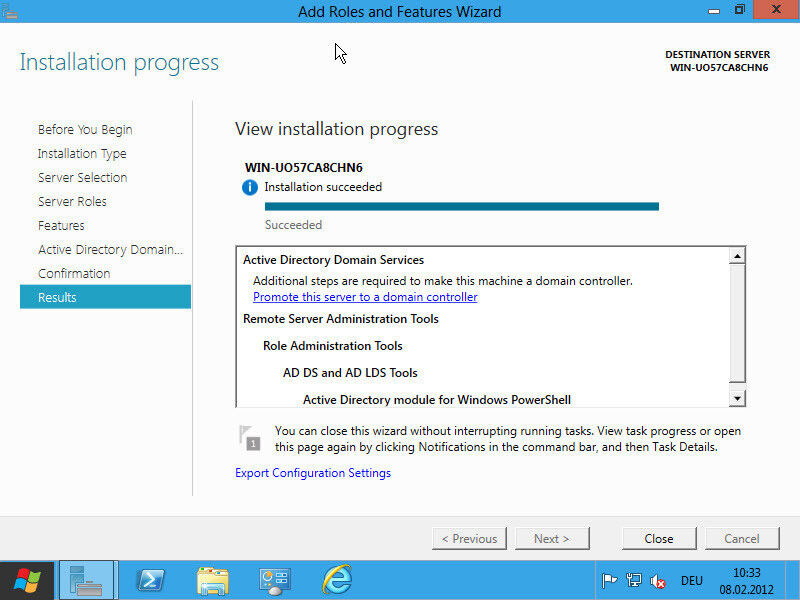 Abbildung 8 - Die Installation von Active Directory geht in Windows 8 Server schneller und einfacher. (Archiv: Vogel Business Media)