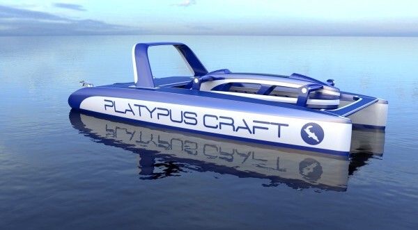 Das elektrisch betriebene Freizeit-Boot Platypus: Es verbindet die zwei Wassersportarten Bootfahren und Tauchen. (Platypus)