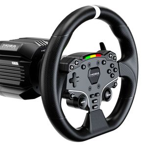 Das Lenkrad ES Lite bietet Schaltwippen aus Metall, 22 programmierbare Tasten sowie zehn RGB-LEDs für die Drehzahlanzeige. (Bild: Moza Racing)