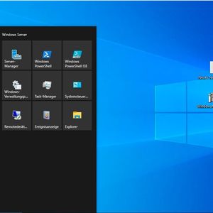 Oberfläche und Startmenü von „Windows Server 2022“.(Bild:  Joos / Microsoft)
