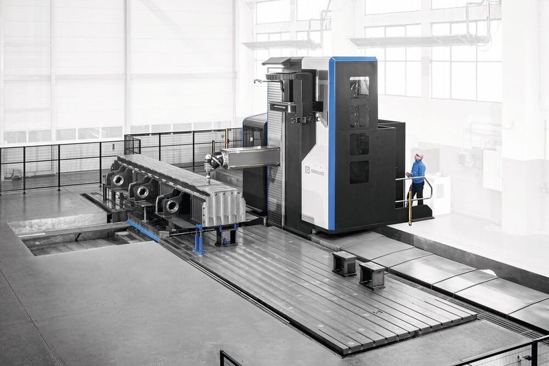 Der Aufbau der Soraluce FP 14000 mit einer besonderen, thermostabilen Gusskonstruktion in einem eigenen Fundament sowie mit Linearwälzführungen und einem Dämpfungsschlitten gewährleistet bei H.P. Kaysser die zuverlässige Präzisionsbearbeitung von Großteilen. (Bild: Bimatec Soraluce)