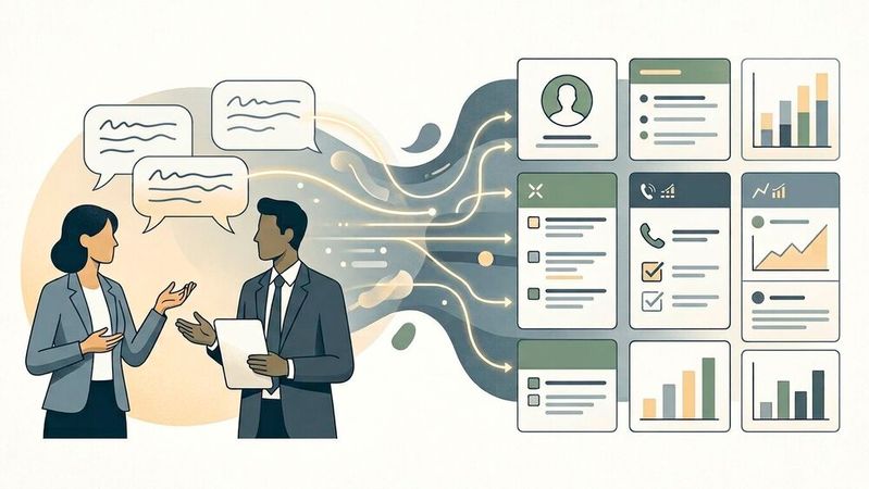 Das ab sofort verfügbare KI-Tool Nova ist in Pipedrive integriert und nutzt CRM-Informationen zur Meetingvorbereitung, zeichnet Gespräche auf, transkribiert sie und erstellt anschließend CRM-Updates.(Bild:  Gemini / KI-generiert)