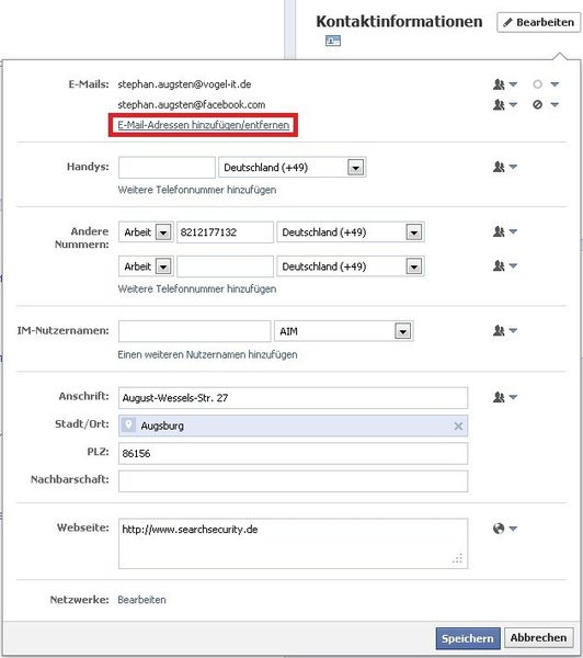 Ein Löschen der Facebook-Mail-Adresse... (Archiv: Vogel Business Media)