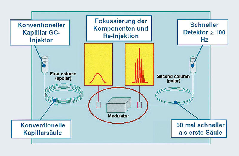 Abb.3: Schematische Darstellung der GCxGC-Technik. (Archiv: Vogel Business Media)