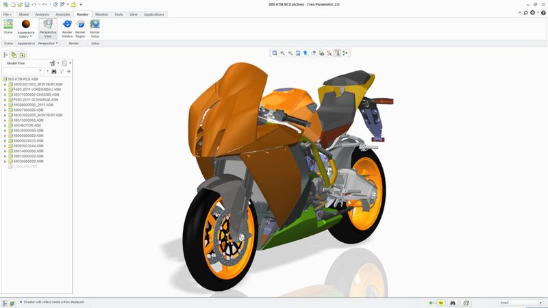 Screen Shot aus Creo 2.0: Eine «RC8» von KTM. (Bild: PTC)