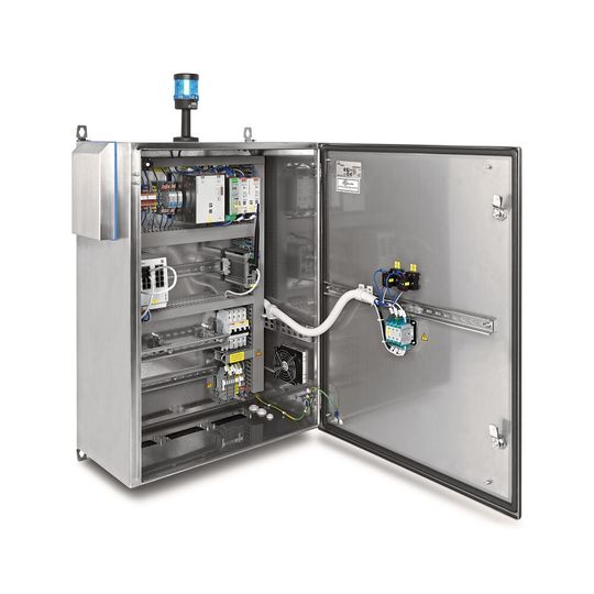 Die Data Collection Box eignet sich zum einfachen Datensammeln in Bestandsanlagen, ohne die CE-Kennzeichnung der Maschinen zu gefährden.(Bild:  Phoenix Contact)