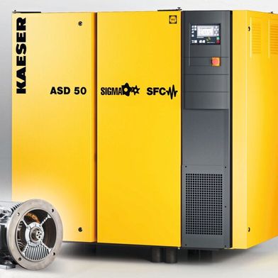 Die frequenzgeregelte Variante der ASD-Schraubenkompressoren von Kaeser gibt es mit einem Synchronreluktanz-Antriebssystem von Siemens. (Bild: Kaeser)