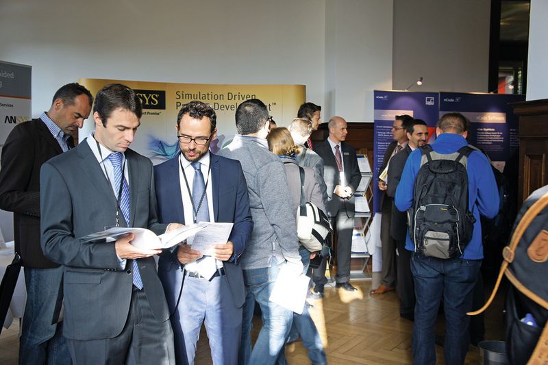 Cadfem fördert den Austausch zwischen Forschung und Privatwirtschaft: Die Ausstellung «Hochschule trifft Industrie» setzt hierfür jährlich am Users’ Meeting einen Grundstein. (Bild: SMM)