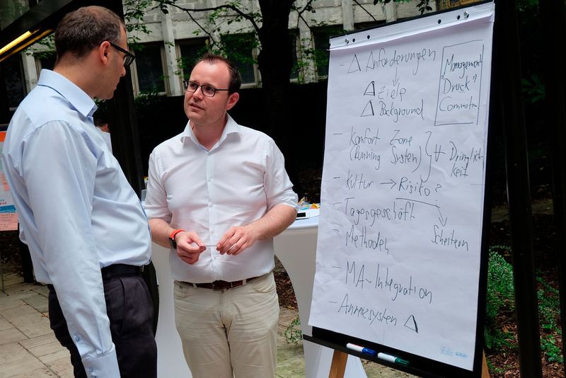 Worldcafé 1: Wie löst man (Denk-)Blockaden? Durch das Einbeziehen der Mitarbeiter? Durch spezielle Anreizsysteme?  (Bild: Schreier)