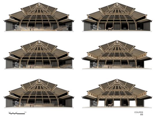 Schnitte durch die Halle. (Bild:  K Architectures)