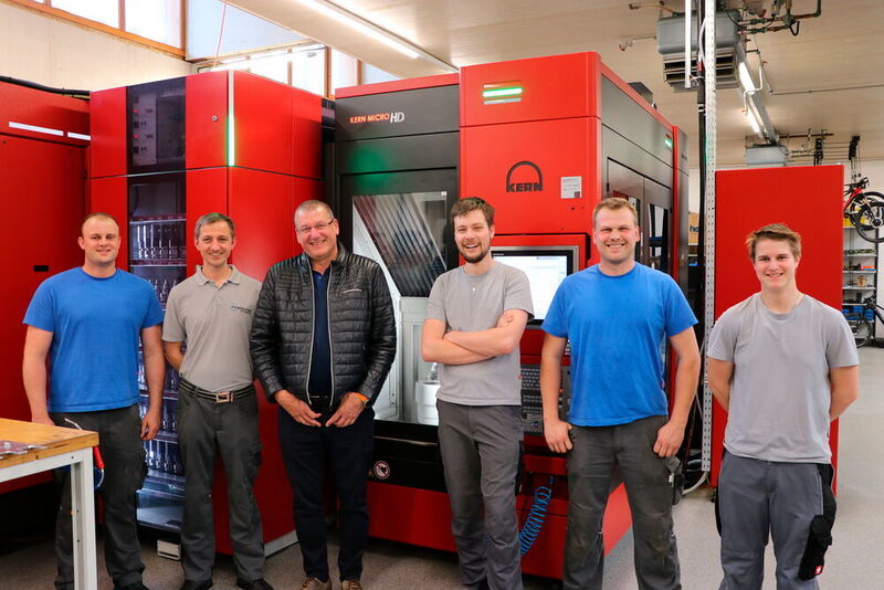 Production team at Innerbichler with their favourite machine — the Kern Micro HD. (Kern Microtechnik )