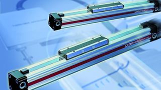 Kolbenstangelose Zylinder für Kräfte bis 1500 N. In einer Punktschweißmaschine ist ein solcher Zylinder für das Blechhandling zwischen den Arbeitspositionen verantwortlich. (Archiv: Vogel Business Media)