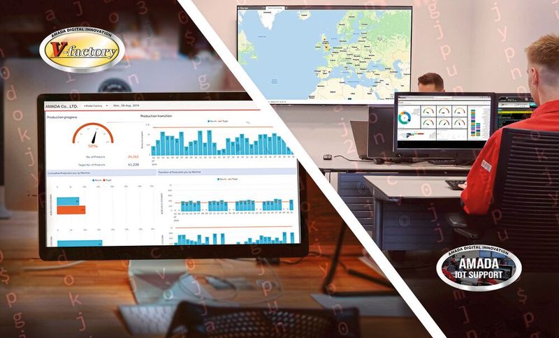 Eine prädiktive und präventive Fernüberwachung ist der Schlüssel zur Vermeidung von Ausfallzeiten und deren Auswirkungen auf die Produktion. Das Softwarepaket rund um den Begriff der „V-factory“ von Amada hilft dabei. (Bild: Amada)