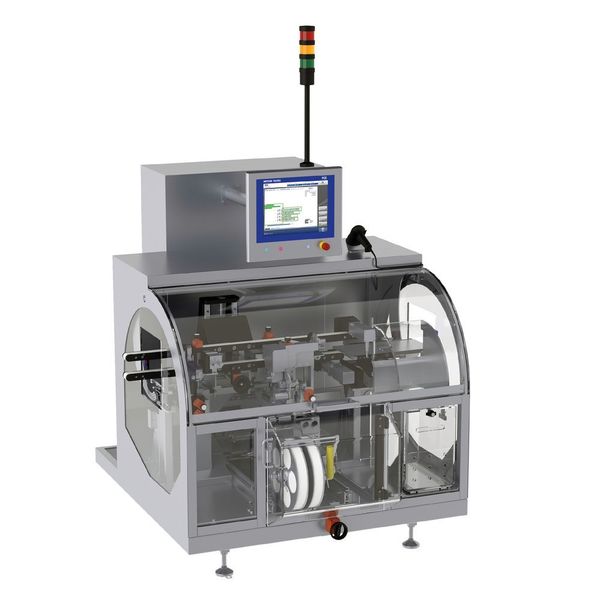 Häufig sind die Anforderungen an Track & Trace begrenzt. PLM direct von Mettler Toledo PCE bietet dafür jetzt eine direkte Anbindung von Serialisierungsstationen wie der XMV TE (im Bild) an die EDV-Systeme des Herstellers. (Bild: Mettler Toledo)