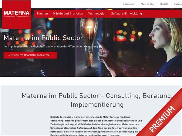 Materna ist ein international erfolgreicher IT-Dienstleister mit einem speziell für den öffentlichen Sektor ausgebildeten Fachbereich. Materna bietet Prozess- und Technologieberatung, die zugehörige Entwicklung und Implementierung von IT-Lösungen bis zu Dienstleistungen für Wartung, Betrieb und Schulungen.Weitere Informationen zu Materna 