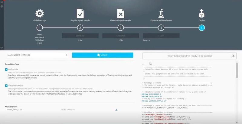 Bereit zum Integrieren: Die Entwicklungsumgebung exportiert die optimierte Bibliothek in der Programmiersprache C. (Cartesiam)